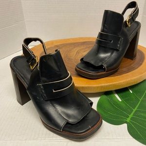 Marni Peep Toe Heeled Penny Loafers